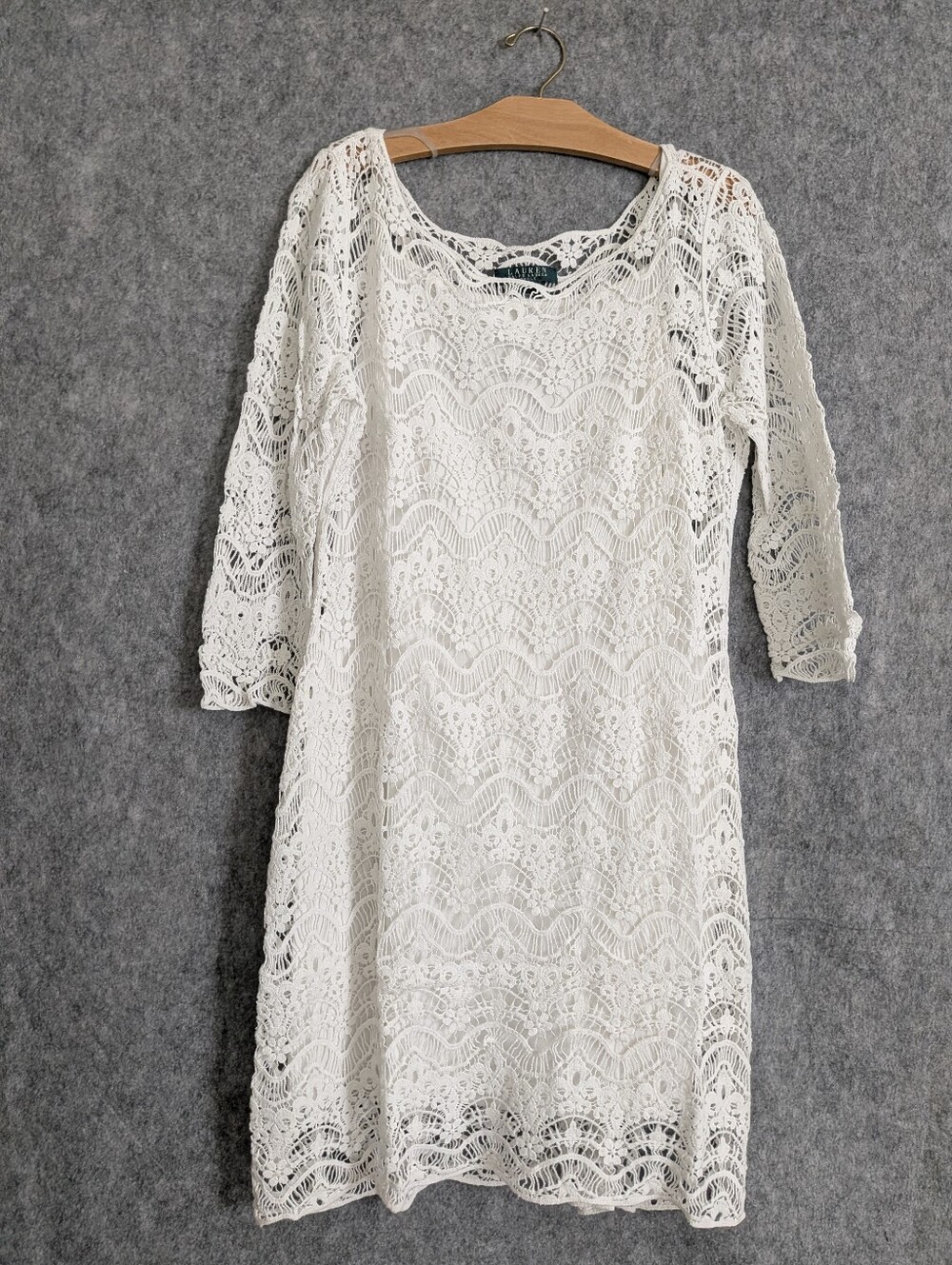 Lauren Ralph Lauren White Lace Dress Lined sz L